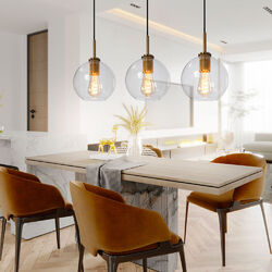 Pendelleuchte Deckenlampe Hängeleuchte Glasschirm Kugellampe Wohnzimmer L 90 cm