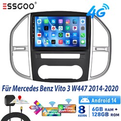 DAB+ Android14 Autoradio 128G CarPlay Für Benz Vito W447 GPS Navi BT 4G WIFI SWC