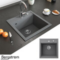 Granit Spüle Küchenspüle Einbauspüle Spülbecken 490x500mm Grau Bergström