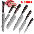 Profi 6 Stück Küchenmesser Set Kochmesser Japanisches Damaskus Edelstahl Messer