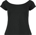 Black Premium by EMP Damen schwarzes T-Shirt mit U-Boot-Ausschnitt