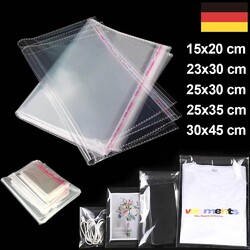 100-2000st. Klar Folienbeutel Selbstklebend Hochglanz Beutel PP Folie Tüten Poly