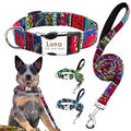Personalisiertes Hundehalsband und Leine mit Name Gravur Verstellbar Nylon S M L
