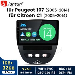 Für Peugeot 107 2005-2014 10.1" Android 14 Autoradio GPS Navi Carplay WiFi BT FM