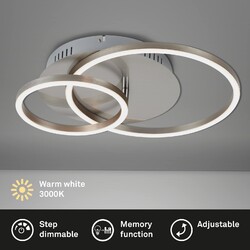 Deckenleuchte Briloner Frame LED 30W Deckenlampe dimmbar ü. Schalter Nickel-Matt