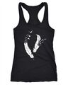 Damen Tank Top Tanktop Feder Vögel Racerback Trägertop Ringertop Sport-Top