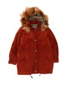 VINTAGE Damen Wildledermantel mit Kapuze UK 20 2XL orange Leder BB20