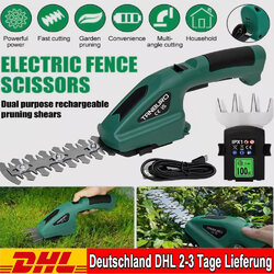2- in-1 Akku Grasscheren Strauchschere Heckenschere Rasenschere Garten Schere DE