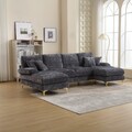 Wohnlandschaft Wohnzimmer Schlaffunktion ecksofa FARIS U-form Couch Bettsofa Gra
