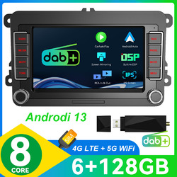 4G LTE DAB+128GB Android 13 Autoradio CarPlay GPS Für VW Touran Golf Passat PoloOcta-Core,Android Auto,FM,RDS,SWC,BT,Mirror Link,USB3.0