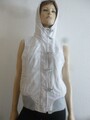 Damen-Kapuzen-Jacke Gr. S "FISHBONE" crem/grau feinkariert ohne Arm