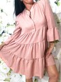 Italy Boho-Kleid mit Volant, 3/4 Arm, rosa, Onesize (34 36 38 40)
