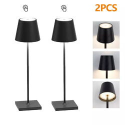Dimmbar LED Tischlampe mit Akku kabellos Tischleuchte Touch Control Beleuchtung
