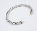 David Yurman Kabel klassische Manschette Armband Sterlingsilber 14k Gold 5 mm Lg BS2838