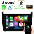 2+32G Android 14 Autoradio Carplay RDS KAM Navi für VW Polo 6R 6C 9N 2009-2018