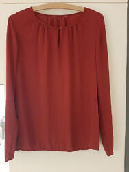 Langarm-Bluse von Esprit tolles Rot Gr. 36 locker fallend und leicht transparent
