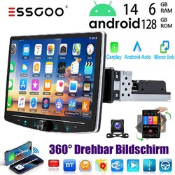 KAM 10.1 Zoll Android 14 Autoradio GPS Navi RDS BT USB 128G Drehbarer Bildschirm