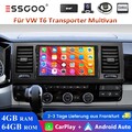 DAB+ 4+64GB Android 14 CarPlay Autoradio Für VW T6 Transporter Multivan GPS KAM