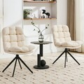 ‌Esszimmer Stühle Set, 2er, drehbar mit Metallgestell & Bouclé-Bezug