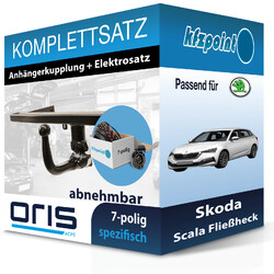 Für Skoda Scala Fließheck 02.19- ORIS Anhängerkupplung abnehmbar + 7polig AHKORIS abnehmbar 200054 & ECS ELECTRONICS