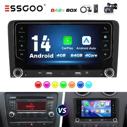 Android 13 Carplay DAB+ Autoradio GPS 4+64G Kamera Für Audi A3 S3 RS3 8P 8V 8PA