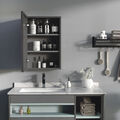 kleankin Spiegelschrank Badspiegelschrank mit 3 Schichten für Badezimmer Schwarz