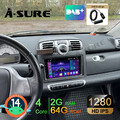 DAB+2+64G Android 14 Autoradio Navi Carplay RDS für Smart Fortwo 451 2005-2011