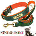 Personalisiert Hundehalsband und Leine Weiches Leder mit Namen Gravur Bulldogge