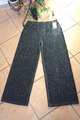 MAGNA Lurex Glitzer Marlene Hose 56 58 NEU silber schwarz Stretch weit LAGENLOOK