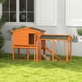 PawHut Hasenstall 2 Ebenen Kaninchenstall aus Tannenholz Winterfest Orange