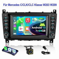 KAM Autoradio 2+64G Android 13 Carplay GPS Für Mercedes Benz C/CLC W203  W209