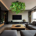Wohnzimmerlampe Deckenleuchte Deckenlampe 3 Flammig Blätter-Design grün D 70 cm