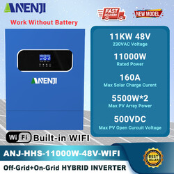 11KW Hybrid Solar Inverter ON-Grid+OFF-Grid 2*MPPT 160A 48V 500V Pure Sine Wave