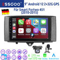 9" Android 12 CarPlay Autoradio RDS GPS Nav BT HIFI Kam MIK Für Smart Fortwo 451
