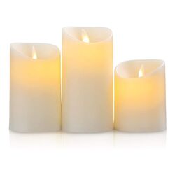 LED Kerzen Teelichter Batterie - 3er Set mit flackernder Flamme 10 / 12,5 / 15cm