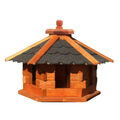 DARLUX Vogelfutterhaus M I Futterstelle I Sechseck Vogelhaus I Braun/ Schwarz