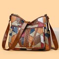 Elegante Vintage-Umhängetasche Damen mit Patchwork & vielen Fächern – bequem
