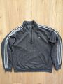 Adidas Herren Sweatshirt XL Grau Logo 1/4 Reißverschluss Pullover Baumwolle