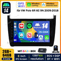 DAB+ 64GB Android 14 Auto Radio Carplay Kam GPS Nav für VW Polo 6R 6C V 2009-18
