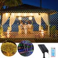 Solar Lichternetz 8Modi Lichterkett Deko Fenster Außen Lichtervorhang Garten LED