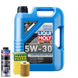 Motoröl 5W30 LIQUI MOLY Longtime High Tech 5L +MANN Ölfilter +Spülung