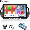 4+64GB Carplay Android 13 Autoradio Navi WiFi RDS + Kamera Für Fiat 500 2007-15