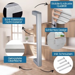 Möbelgriffe ECHT EDELSTAHL Relinggriff Küchengriffe Stangengriffe Schrankgriffe✅V2A ✅Bohrlochabstand 64 - 480mm ✅10x10mm ✅15x15mm