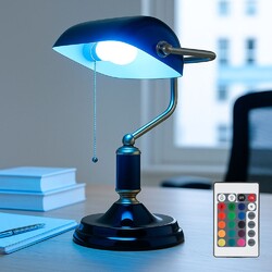 Tischleuchte Bankerlampe Schreibtischlampe LED Farbwechsel Leselampe dimmbar