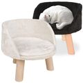 Rund Luxus Haustierhocker Sofa Stuhl Bett Samt Schlafruhe Sitz auf 3 Holzbeinen