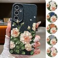 Goldene Blumen Hülle für Samsung Galaxy S25 S24 S23 Ultra A56 A16 A15 T[I Cover