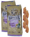 Happy Dog  Naturcroq Senior 2x15kg Hundefutter +  6 x Kaninchenohren