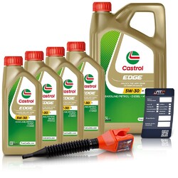 4x 1 L + 5 L = 9 LITER CASTROL EDGE 5W-30 M MOTOR-ÖL MOTOREN-ÖL### INKL. ÖLWECHSEL-ANHÄNGER + EINFÜLLTRICHTER ###