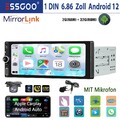 Autoradio 1 DIN 2+32G Android 12 Carplay GPS Navi Bluetooth RDS WIFI Mit MIK Kam