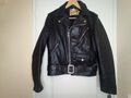 VINTAGE PERFECTO 70's SCHOTT CUIR NOIR ZIP TALON TAILLE 38 (S)